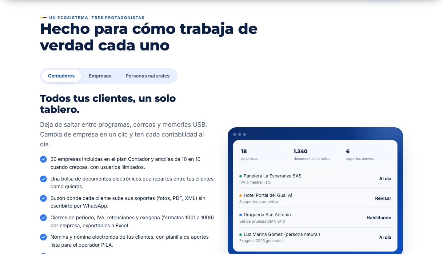 Panel del contador de Barona Contable con sus empresas cliente