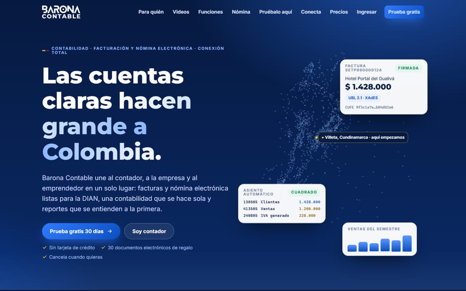 Página de inicio de Barona Contable