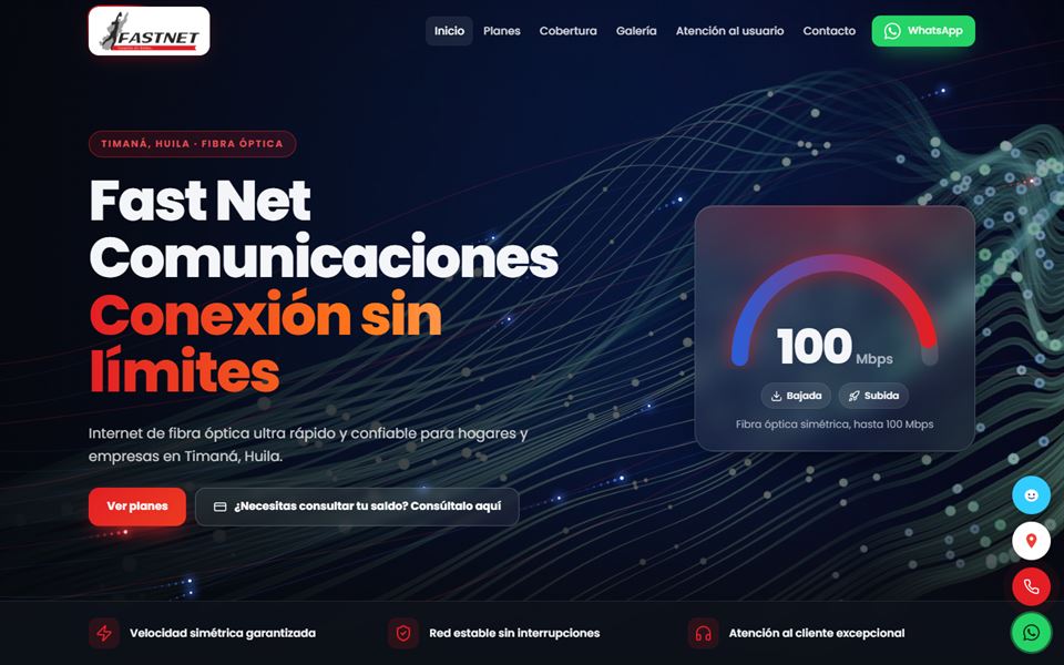 Página de inicio de FastNet Comunicaciones