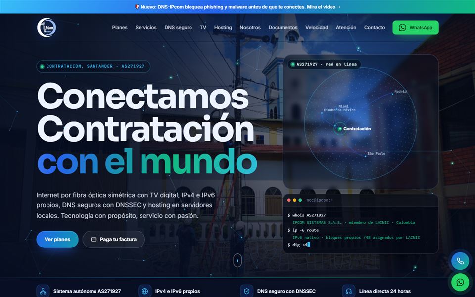 Página de inicio de IPCOM Sistemas