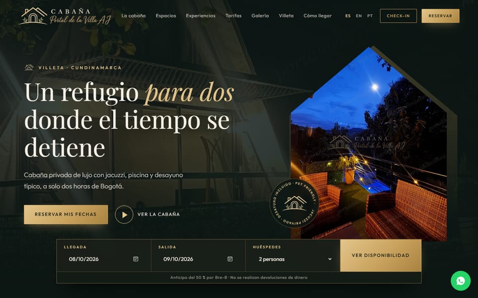 Página de inicio de Cabaña Portal de la Villa AJ
